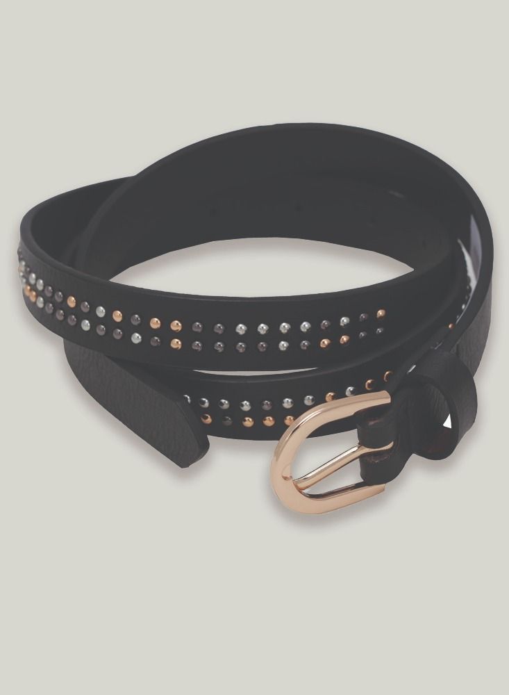 AMICA Studded Leather Belt - Black - Image 1