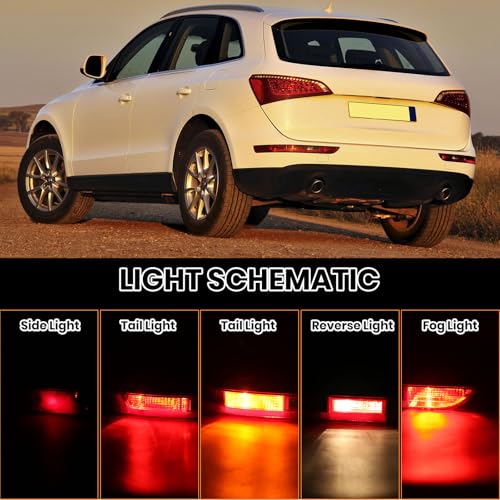Clidr Rear Bumper Tail Light Lamp for Audi Q5 2009-2015 Rear Bumper Reflector Lower Tail Light Replace 8R0945095 Driver Side (Left) - Image 4