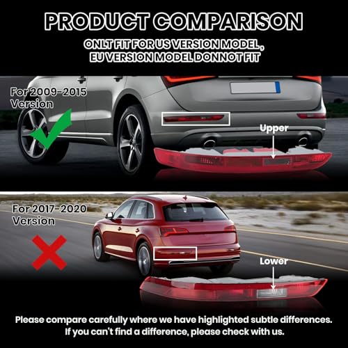 Clidr Rear Bumper Tail Light Lamp for Audi Q5 2009-2015 Rear Bumper Reflector Lower Tail Light Replace 8R0945095 Driver Side (Left) - Image 2