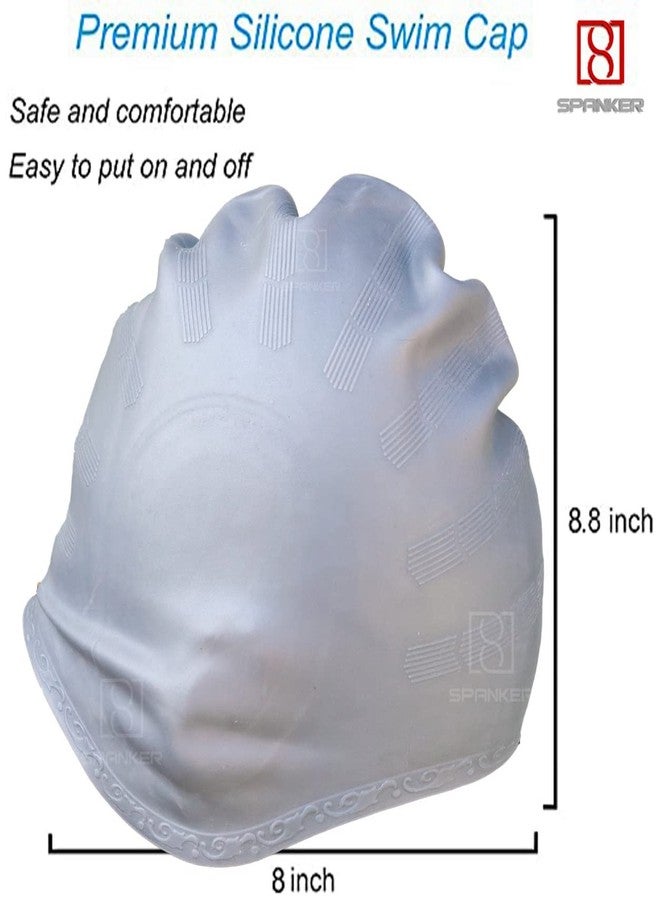 Spanker Unisex Swim Cap with 3D Ear Protection, Durable Flexible Silicone Swimming Hat for Short/Long Hair with Ear Plugs&Nose Clip, Grey SSTP - Image 5