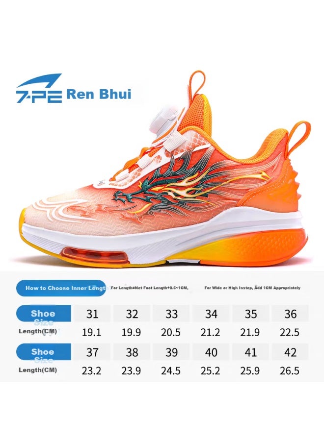 7-pe Boys' Shoes, Spring New Style Breathable Mesh Boys' Running Shoes, Rotary Button Lightweight Casual Children's Sneakers