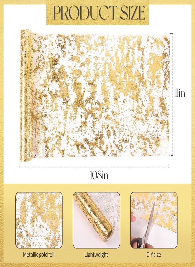 NLUS 2 PCS Gold Table Runner, 11"x108" Per Roll Sequin Glitter Foil Metallic Gold Thin Mesh Table Runner for Party, Wedding, Birthday, Christmas Decor - Image 5