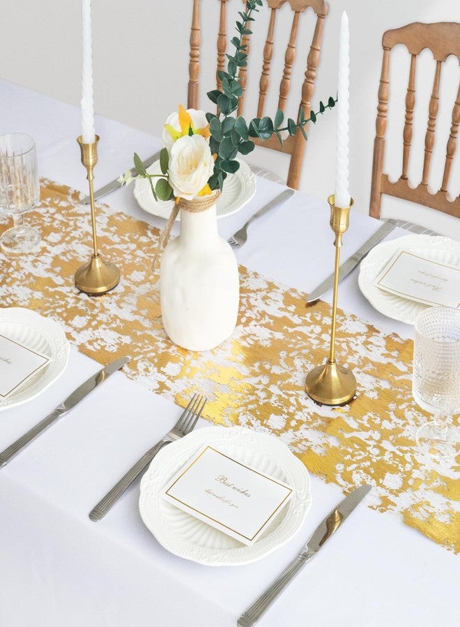 NLUS 2 PCS Gold Table Runner, 11"x108" Per Roll Sequin Glitter Foil Metallic Gold Thin Mesh Table Runner for Party, Wedding, Birthday, Christmas Decor - Image 2