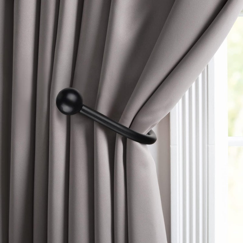 gobutend Curtain Holdbacks, 4pcs Curtains Holder Wall Mounted Drapery Tiebacks Retro Window Hook for Home Decor, Matte Black - Image 2