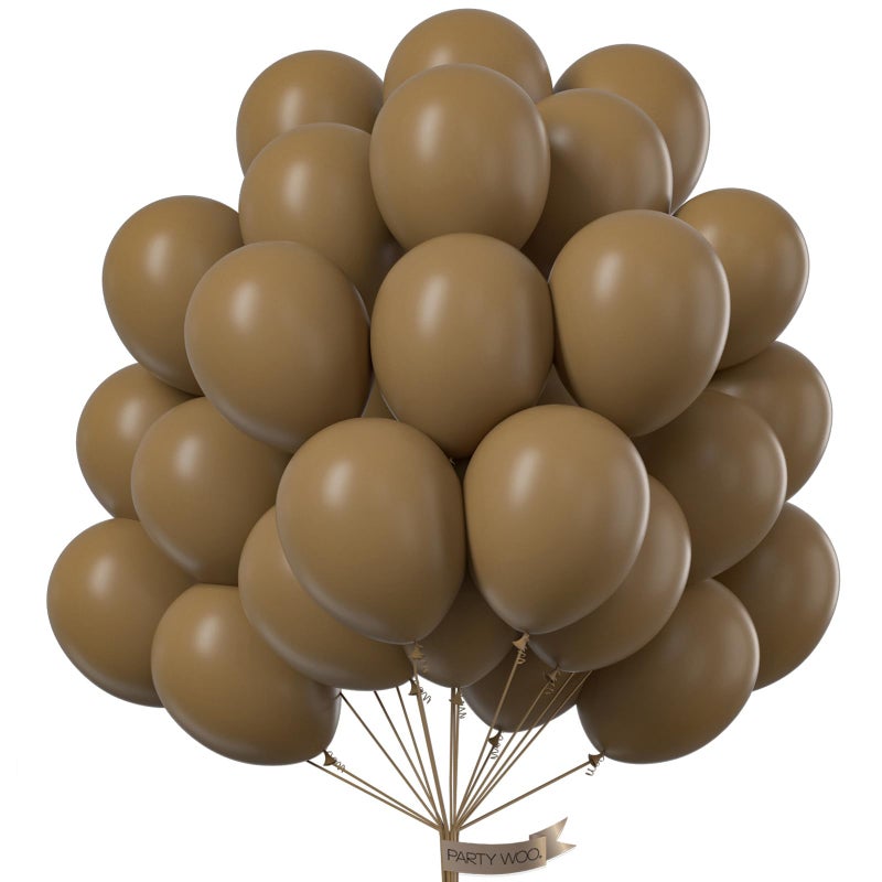 PartyWoo Brown Balloons 100pcs 12 Inch Boho Neutral Coffee Tan Fall Latex Helium Balloons for Wedding Baby Shower Gender Reveal Graduation Safari Woodland Birthday Fall Party Decorations BrownF09 - Image 3