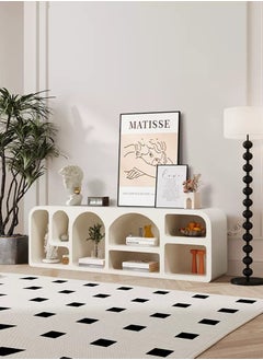 Merry Moments Media Console Wooden TV Stand Bookshelf Cave TV Unit Entertainment Unit TV Media Console TV Stand Luxury TV Unit TV Cabinet MDF Board Fashionable Creamy White Finish L160xH50xW40 cm  - Image 2