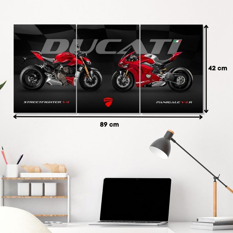 Funk You Ducati Bike Poster Set of 3 – A3 Size Premium Wall Art of Streetfighter V4 & Panigale V4 R | Superbike Poster for Bedroom, Garage, Living Room | 3-Piece Split Motorcycle Print (Unframed) - Image 2