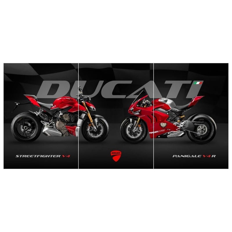 Funk You Ducati Bike Poster Set of 3 – A3 Size Premium Wall Art of Streetfighter V4 & Panigale V4 R | Superbike Poster for Bedroom, Garage, Living Room | 3-Piece Split Motorcycle Print (Unframed) - Image 1