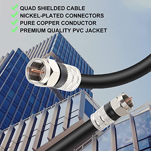 Postta Digital Coaxial Cable(6 Feet) Quad Shielded White RG6 Cable with F-Male Connectors - Image 5