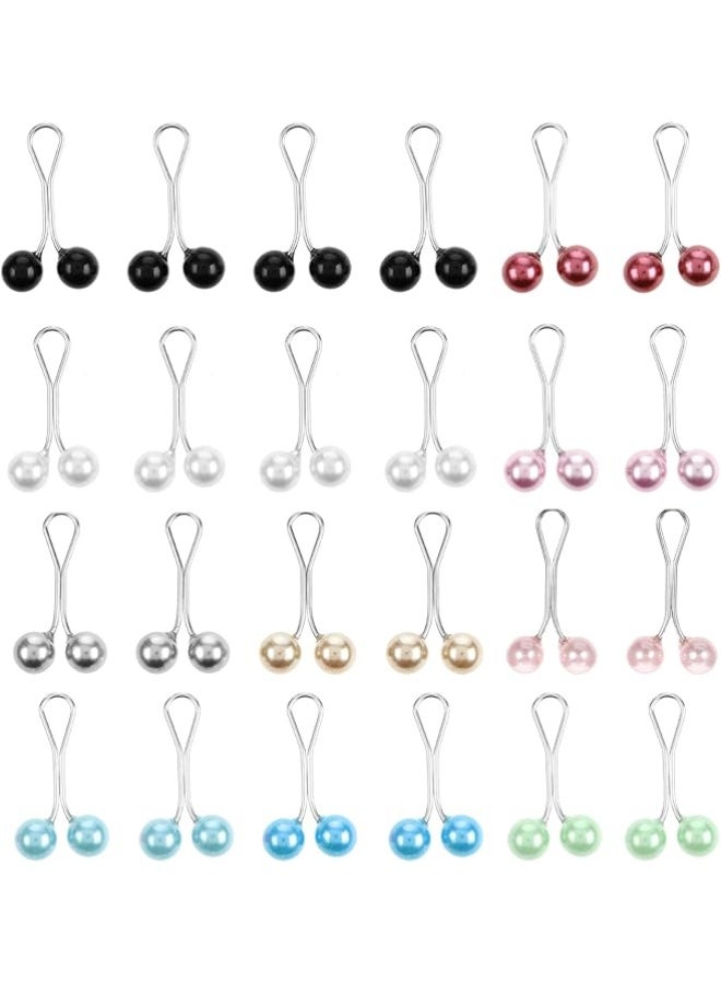 24 قطعة دبوس حجاب للنساء – مشابك وشاح لؤلؤية، دبابيس وشاح ملونة، بروش دبوس، دبابيس أمان للشالات والوشاحات والسترات – طقم إكسسوارات حجاب أنيق - Image 1