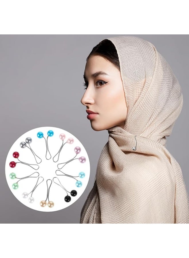 24 قطعة دبوس حجاب للنساء – مشابك وشاح لؤلؤية، دبابيس وشاح ملونة، بروش دبوس، دبابيس أمان للشالات والوشاحات والسترات – طقم إكسسوارات حجاب أنيق - Image 4