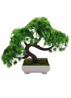 Y&D Artificial Plants, Bonsai Tree Fake Plant Potted Desktop Display Garden Decor Pine Green  - Image 1