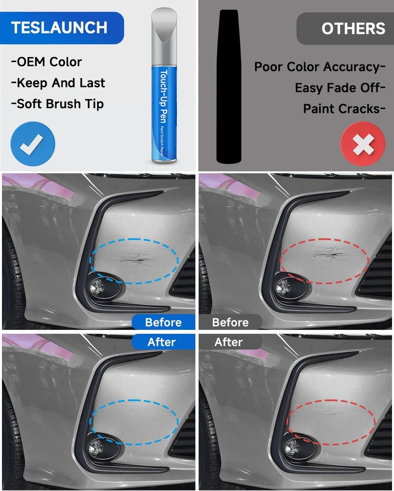 RSACET 1D6 Silver Sky Metallic Touch Up Paint Compatible with Toyota Exact Match Touch Up Paint Car Scratch Repair - Image 2