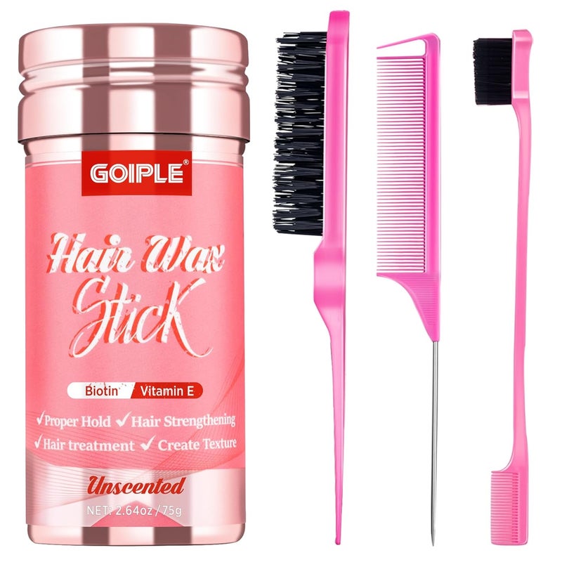 Goiple Hair Wax Stick Hair Pomade Hair Silk Stick for Hair LongLasting Styling Wax Stick Smoothing  Slick Stick for Women Men Fly Away  Edge Frizz Wax Hair with Edge Brush Bristle Brush  Hair Comb