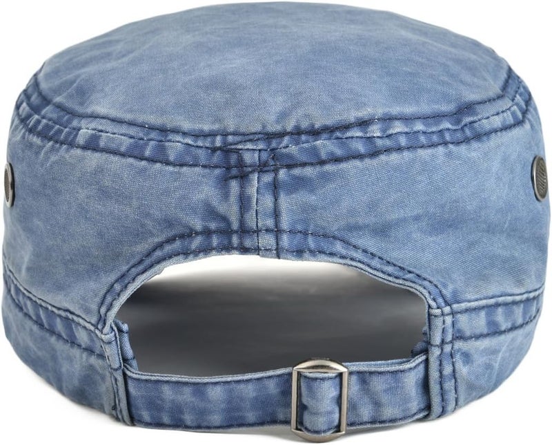 VOBOOM Washed Cotton Military Cadet Army Caps Unique Design Vintage Flat Top Hat - Image 4