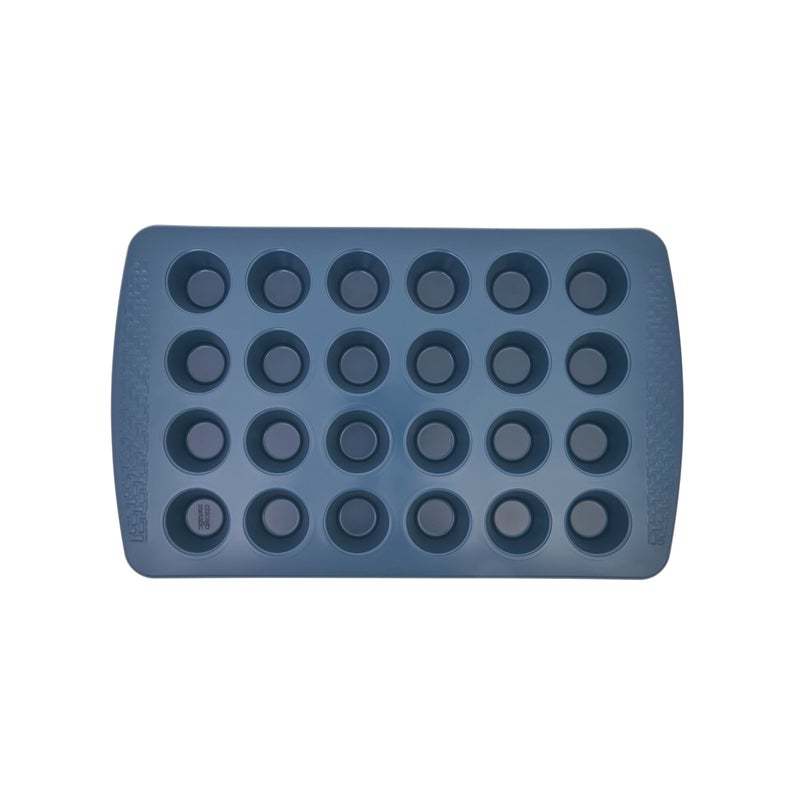Chicago Metallic Everyday NonStick Mini Muffin Pan Perfect for muffins eggbites and more 24Cup Blue