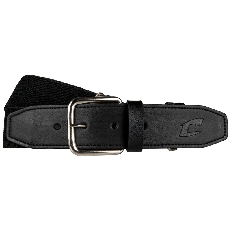 CHAMPRO Standard Baseball Belt with Leather Tab, Black, Unisex-Adult - Image 1