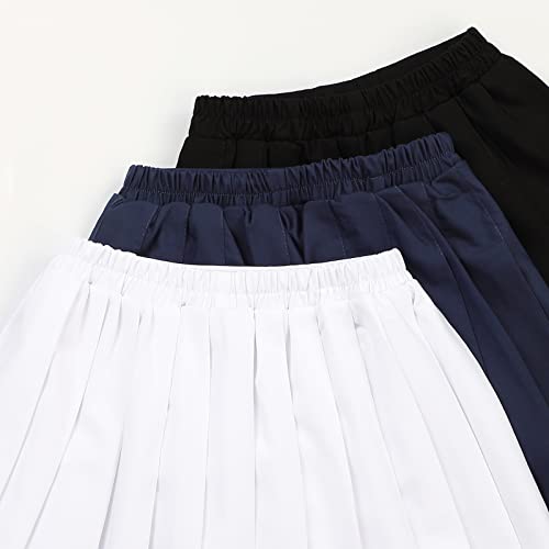 KEREDA Girls Pleated Mini Skirt High Waist Tennis School Uniform Skirts 10-12 Years Black - Image 3