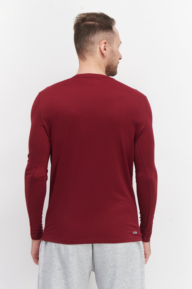 RBX Men Sportswear Fit Long Sleeve Training T-Shirts, Maroon - Image 3