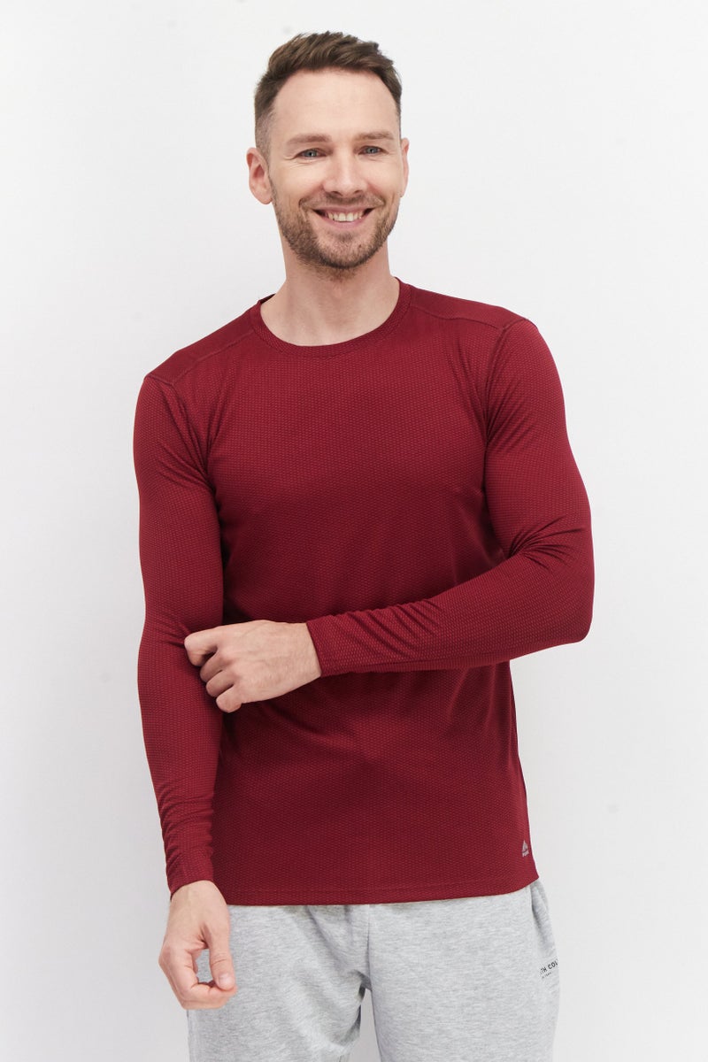 RBX Men Sportswear Fit Long Sleeve Training T-Shirts, Maroon - Image 1
