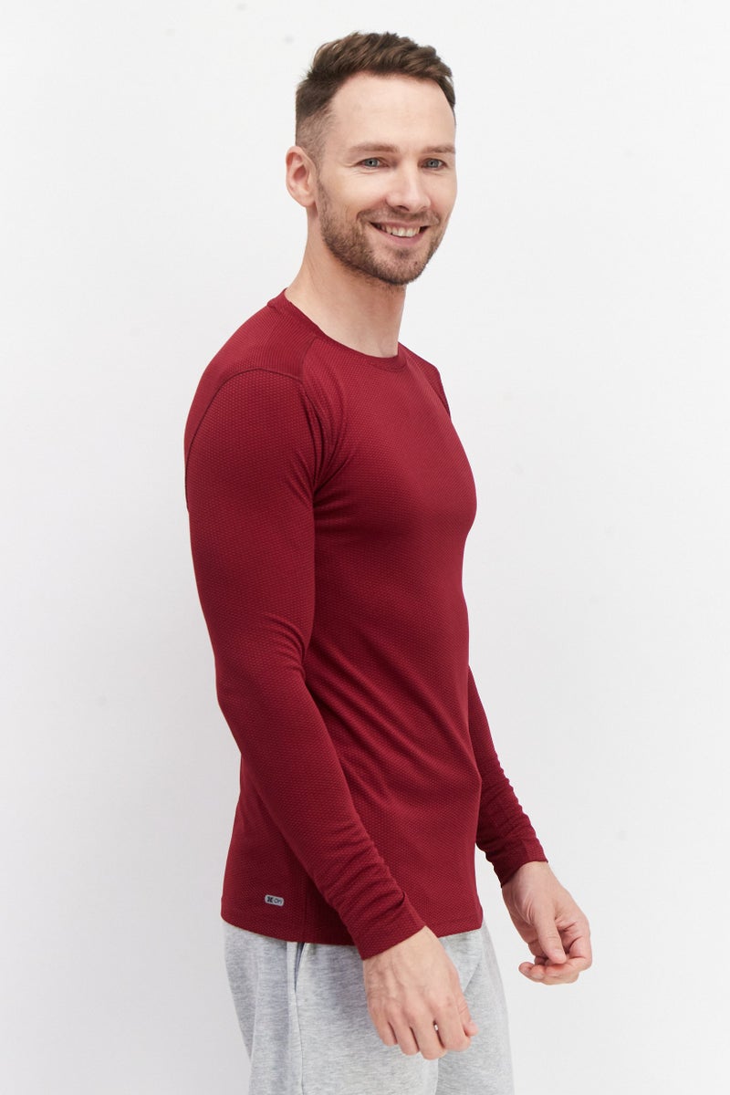 RBX Men Sportswear Fit Long Sleeve Training T-Shirts, Maroon - Image 4