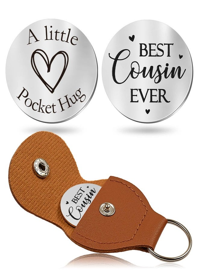 OUMILAN Pocket Hug Token Gifts for Men Boyfriend Girlfriend Inspirational Gift for Son Daughter Brother with Leather Keychain (Best Cousin Ever) - Image 1