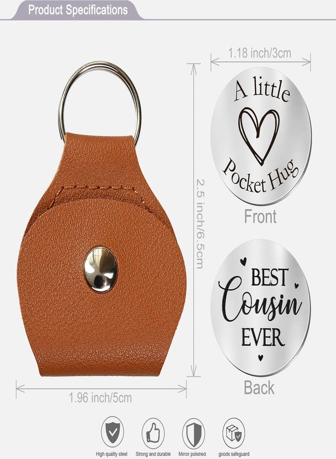 OUMILAN Pocket Hug Token Gifts for Men Boyfriend Girlfriend Inspirational Gift for Son Daughter Brother with Leather Keychain (Best Cousin Ever) - Image 2