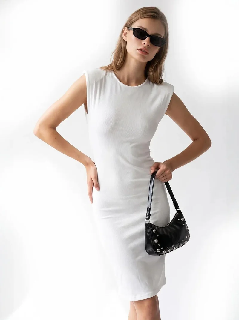 Mixray MIXRAY Ribbed Sleeveless Bodycon Midi Dress