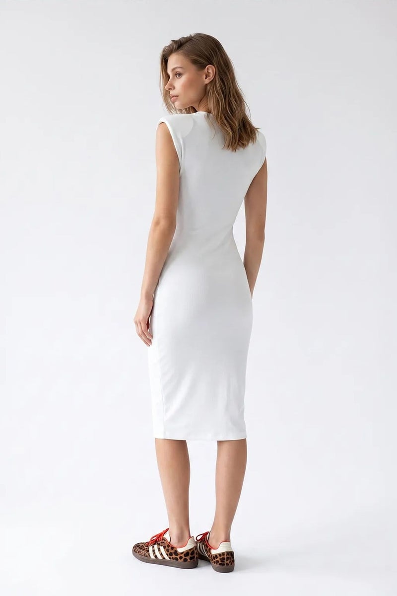 MIXRAY Ribbed Sleeveless Bodycon Midi Dress - Image 4