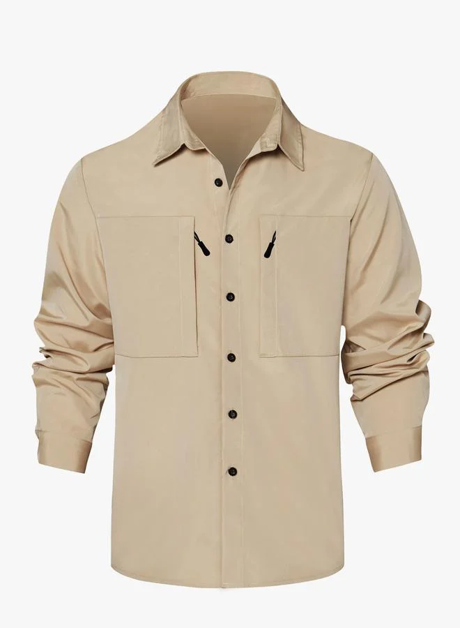 Men Solid Pocket Detail Long Sleeve Jacket