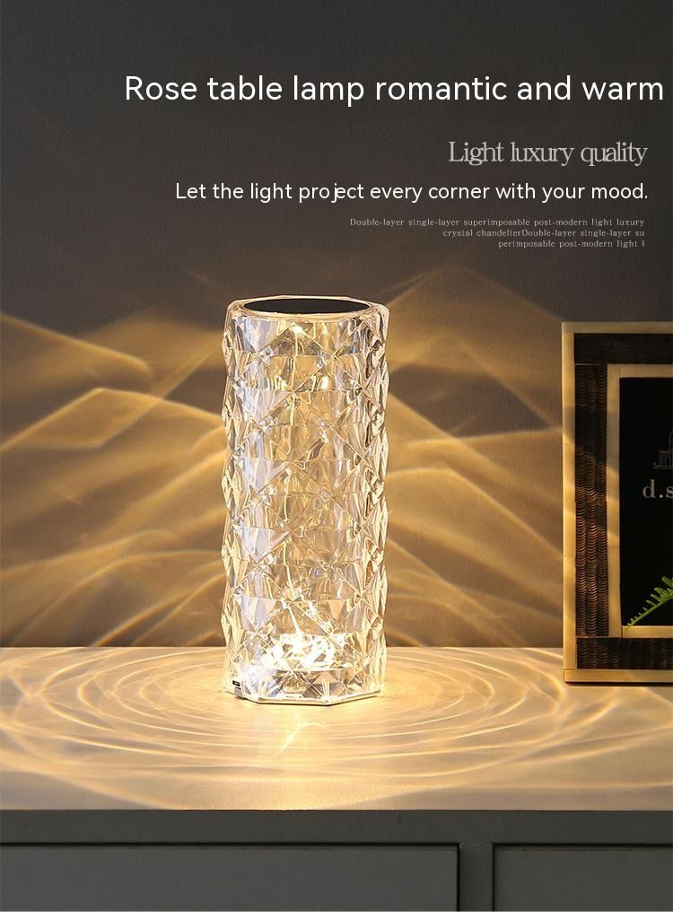 Cool Baby COOLBABY Decorative Table lamp Modern Simple Plastic Crystal Rose Atmosphere Lamp Bedroom Bedside Touch Plug-in Small Night Light COOLBABY Decorative Table lamp Modern Simple Plastic Crystal Rose Atmo  - Image 1