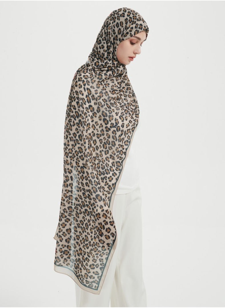 ShineShe - Elegant Ladies Fashion Scarf Leopard Printed Long Chiffon Headscarf - Image 1