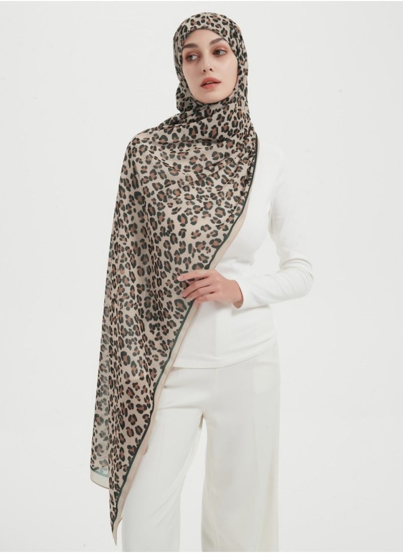 ShineShe - Elegant Ladies Fashion Scarf Leopard Printed Long Chiffon Headscarf - Image 1