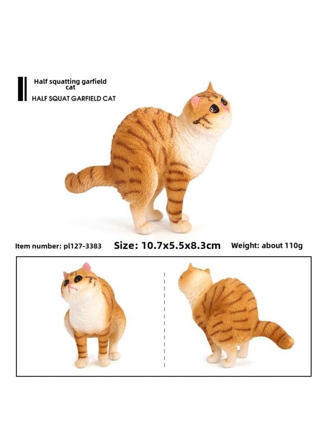 Children's Simulation Solid Animal Model Chai Dog Golden Retriever Dog Lazy Cat Garfield White Mouse Pet Ornaments Toy-Color:127-3391 Cat Story  - Image 5