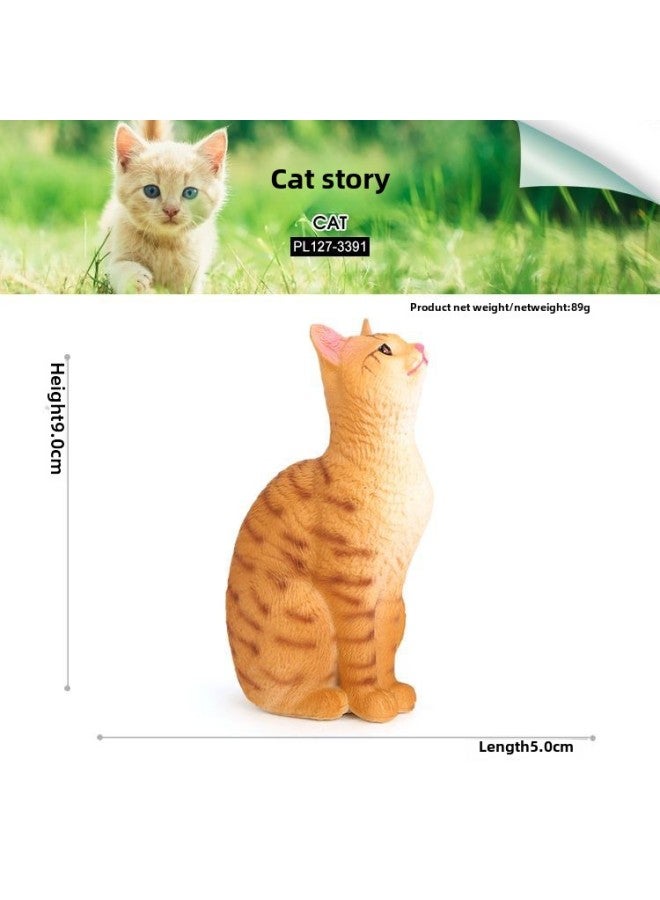 Children's Simulation Solid Animal Model Chai Dog Golden Retriever Dog Lazy Cat Garfield White Mouse Pet Ornaments Toy-Color:127-3391 Cat Story  - Image 1