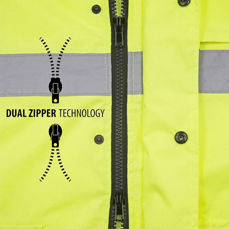JORESTECH Safety Rain Jacket Waterproof Reflective High Visibility with Interior Mesh Yellow/Lime ANSI Class 3 Level 2 Type R JK-03 (5XL) - Image 5
