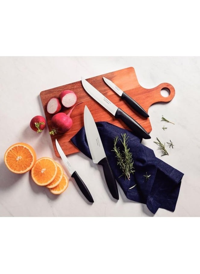 TRAMONTINA - Tramontina 9 pcs Knife Set - Stainless Steel Sharp Professional Kitchen Chef Cooking Knives set with Black Handles - Image 1
