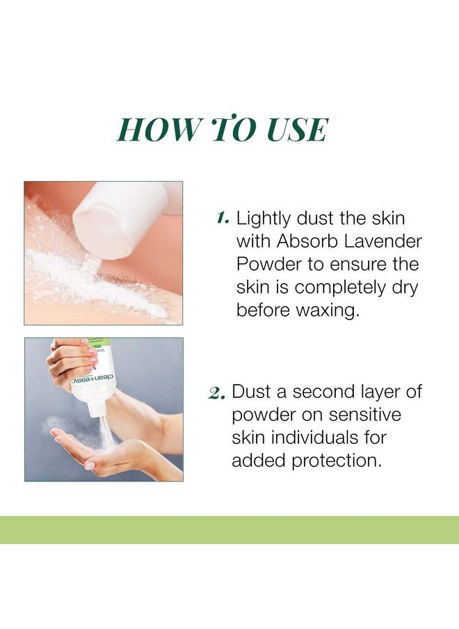 Clean + Easy - Clean + Easy Absorb Lavender Powder Pre Waxing Treatment | Moisture Absorbent Powder for Hair Removal, 3.5 oz - Image 1