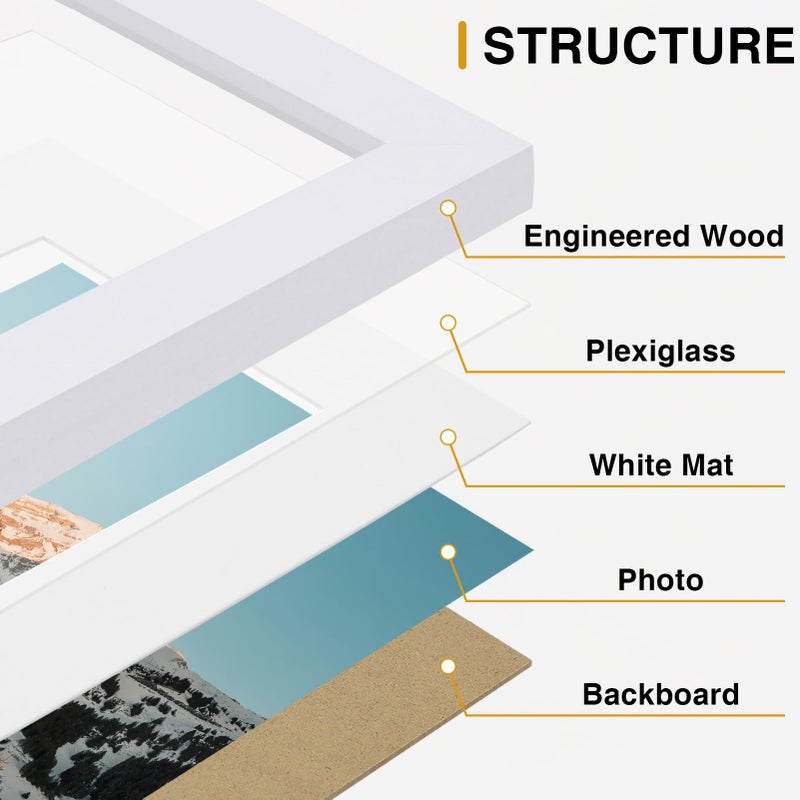 Vittanly 14 Pack Picture Frames Collage Wall Decor, Gallery Wall Frame Set with 2Pcs 11x14, 6Pcs 8x10 and 6Pcs 5x7 Photo Frames, Picture Frame Set for Wall Collage or Tabletop Display, White - Image 5