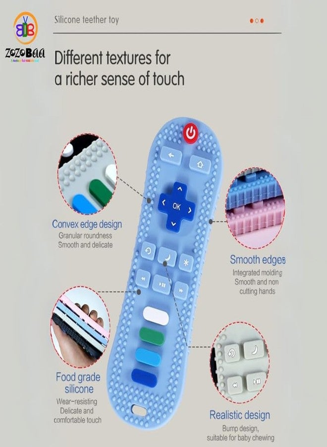 ZoZoBaa TV Remote Silicone Teether for Babies,Teething Toys for Babies, BPA Free, Pain-Relief, Non-Toxic, 100% Food Grade (Blue) Pack of 2 - Image 5
