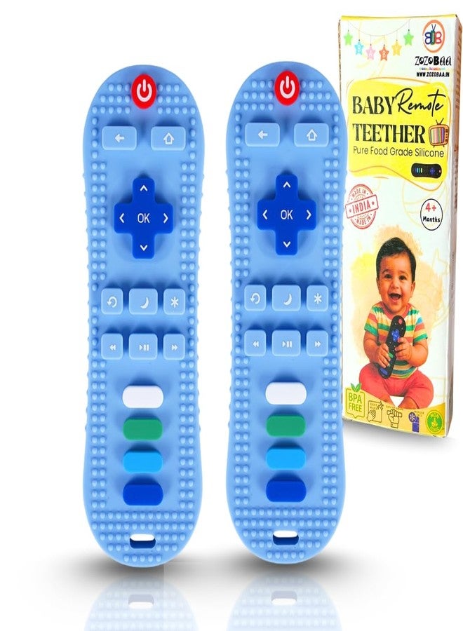 ZoZoBaa TV Remote Silicone Teether for Babies,Teething Toys for Babies, BPA Free, Pain-Relief, Non-Toxic, 100% Food Grade (Blue) Pack of 2 - Image 1
