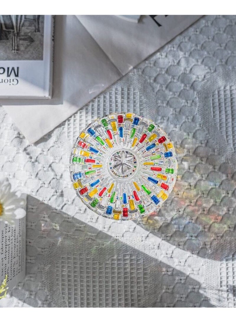 SYOSI وعاء حلوى كريستالي مع غطاء صندوق حلوى كريستالي ملون صندوق مجوهرات مطلي يدويًا وعاء كانستر لقطن الأذن وعاء زجاجي زينة للحمام والمخزن وغرفة المعيشة والمطبخ (ملون) - Image 5