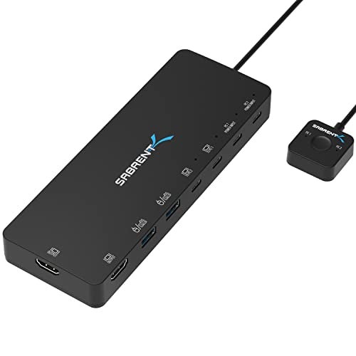 SABRENT KVM Switch, USB-C, 1 PC to 2-Displays with 60 Watt Power Delivery (USB-CKDH) - Image 1