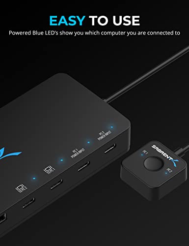 SABRENT KVM Switch, USB-C, 1 PC to 2-Displays with 60 Watt Power Delivery (USB-CKDH) - Image 4
