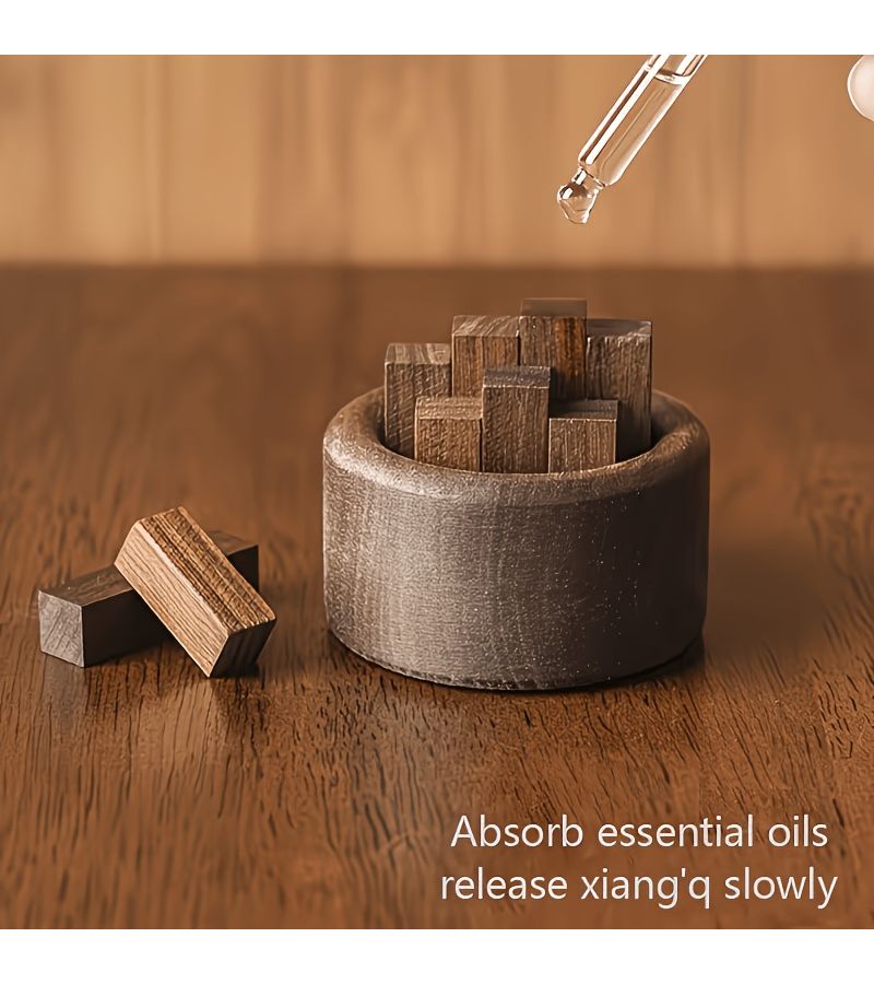 2pcs Natural Solid Wood Car Air Freshener Diffuser Set Walnut Colored Scentless Fireless Aromatherapy Diffuser Home Fragrance Ornament - Image 5