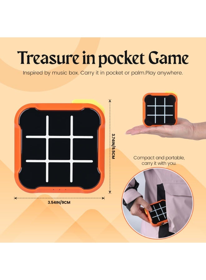 Tic-Tac-Toe, 4-In-1 Handheld Educational Game Console, Electronic Tic-Tac-Toe Game For Education And Memory Growth, Family, Toy Board Game For Children And Adults (Orange) - Image 2