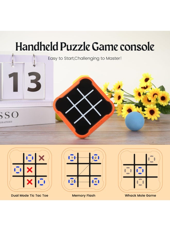 Tic-Tac-Toe, 4-In-1 Handheld Educational Game Console, Electronic Tic-Tac-Toe Game For Education And Memory Growth, Family, Toy Board Game For Children And Adults (Orange) - Image 3
