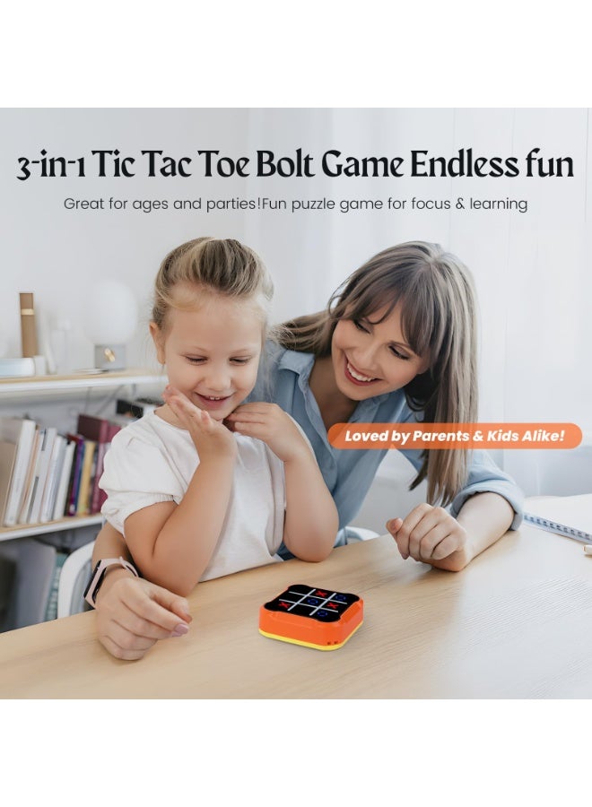 Tic-Tac-Toe, 4-In-1 Handheld Educational Game Console, Electronic Tic-Tac-Toe Game For Education And Memory Growth, Family, Toy Board Game For Children And Adults (Orange) - Image 4