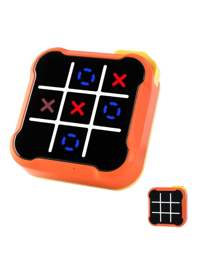 Tic-Tac-Toe, 4-In-1 Handheld Educational Game Console, Electronic Tic-Tac-Toe Game For Education And Memory Growth, Family, Toy Board Game For Children And Adults (Orange) - Image 1