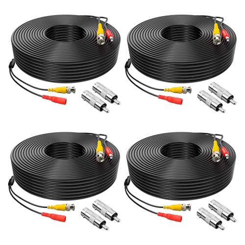 ABLEGRID® 4 Pack 100ft bnc Video Power Cable Security Camera Cable Wire Cord for CCTV dvr Surveillance System (Included 2X BNC to RCA connectors with Each Cable) - Image 1